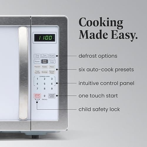 Farberware 1.1 Cu. Ft. Countertop Microwave Oven – 1000 Watts Power, Auto Cook Settings, Defrost, Easy Clean and Child Safety Lock - White Platinum thumbnail 5