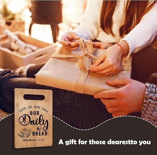 Absnfatu Christian Kitchen Decor, Give Us This Day Our Daily Bread Matthew 6:11 Bible Verse Cutting Board Chopping Board, Christian Religious Gifts for Women, Bamboo Cutting Boards for Kitchen thumbnail 6