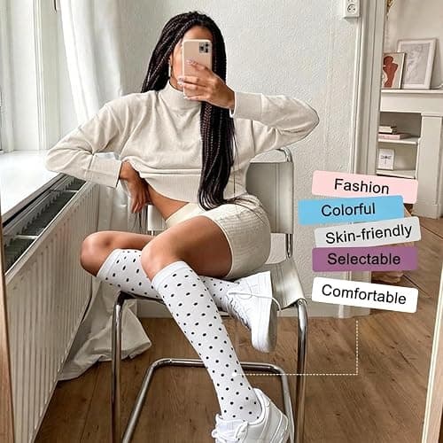 4 Pairs Copper Compression Socks for Men&Women(15-20mmHg), Compression Stocking for Swelling Running Hiking Travel Nursing thumbnail 4