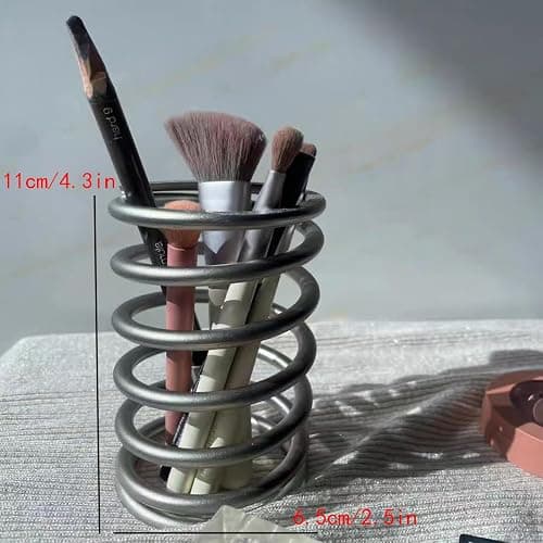 Toothbrush Holders Spring Shape Stainless Steel Pen Holder Bathroom Tabletop Makeup Brush Organizer Toothbrush Stand thumbnail 3