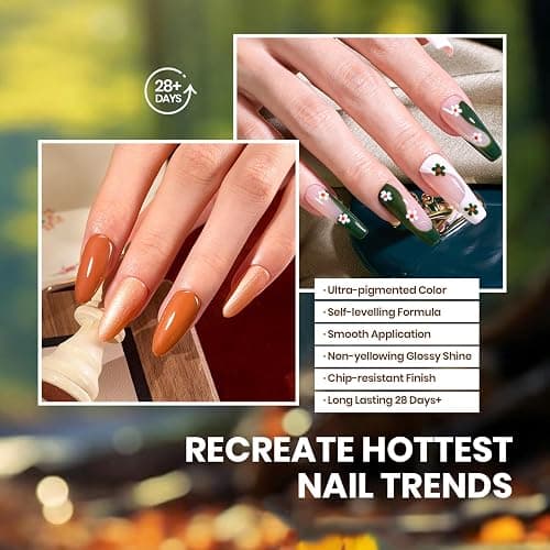 Beetles Fall Gel Nail Polish Set, 6 Colors Red Burgundy Cat Eye Gel | Olive Green and Pearl Nail Polish, Magnet Soak Off LED Nail Art Kit DIY Salon at Home Gifts for Women thumbnail 3