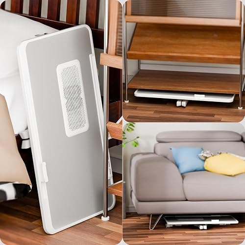 Laptop Bed Tray Table, Adjustable Laptop Bed Stand Lap Desk with LED Light Portable Standing Table with Foldable Legs for Kids Adult USB Charging Folding Lap Tablet Tables for Sofa Couch Grey H thumbnail 7