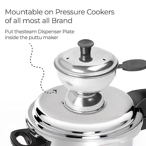 KSJONE Puttu Maker Stainless Steel, Stainless Steel Chiratta Puttu Maker, Chiratta Maker with Handle Use with Pressure Cooker Puttu Kutti Puttu Steamer Puttu Cooker Silver thumbnail 6