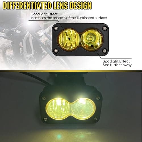 Motoparty Headlight Kit for Sur-Ron Segway X260, Yellow 6000-6500K Spot/Flood Light Pods Combo Kit, Dirtbike Lights Accessories, Bright Front Lamp （3 Inch, with Plug） thumbnail 4