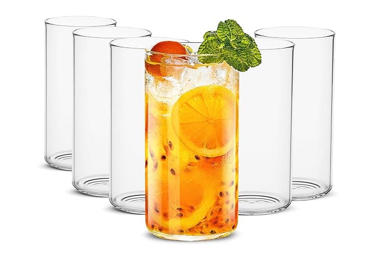 LUXU Drinking Glasses 19 oz, Thin Highball Glasses Set of 6,Clear Tall Glass Cups For Water, Juice, Beer, Drinks, and Cocktails and Mixed Drinks - Image 1