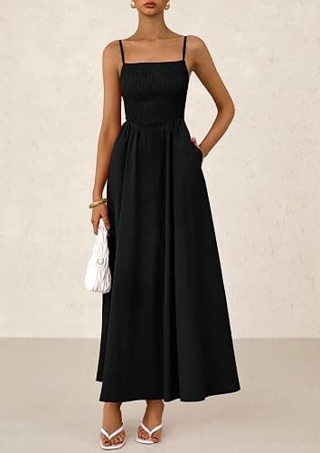 PRETTYGARDEN Women's Smocked Maxi Dresses 2026 Summer Sundress Casual Spaghetti Strap Swing A Line Long Flowy Beach Dress thumbnail 5
