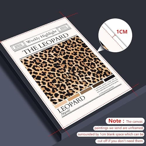Funky Leopard Canvas Wall Art, Preppy Lucky 8 Ball Poster, Set of 3 Charming Cheetah Picture, Preppy Room Decor, Gift for Cheetah Lover, Trendy Wall Decor for Living Room 12x16 in Unframed - 12W"x16W" - Leopard01-Unframed thumbnail 3