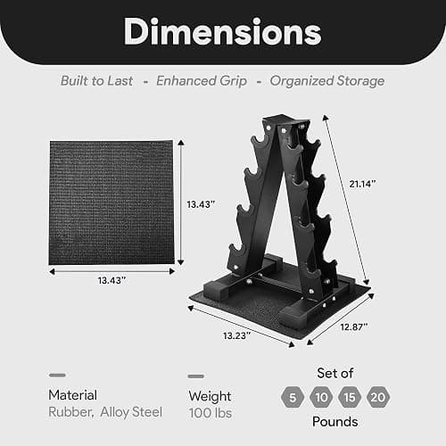 BalanceFrom Rubber Coated Hex Dumbbell Weight Set with Storage Rack, 100LB or 150LB or 200LB Set, 5-20 lbs or 5-25 lbs or 10-30 lbs Pairs thumbnail 4
