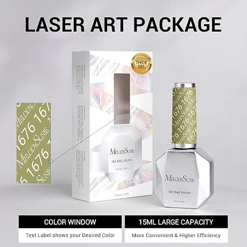 MelodySusie Thick Sage Green Gel Nail Polish,0.5fl oz Nails Soak Off UV LED Grass Gray Green Gel Polish Gift for Women Nail Art Manicure Salon DIY Nail Design Decoration at Home-A1309 thumbnail 6