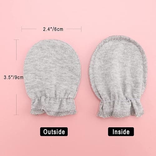 BQUBO Newborn Infant Toddler Mittens No Scratch Cotton Elastic Wrist Gloves Hypoallergenic for 0-6 Months Baby Boys Girls thumbnail 3