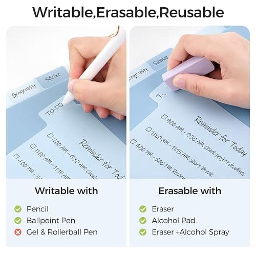 SKYDUE Binder Dividers with Tabs for Letter Size, 8-Tab Write & Erase Plastic Dividers for 3 Ring Binder, Writable & Reusable Binder Dividers for School, Office and Home thumbnail 5