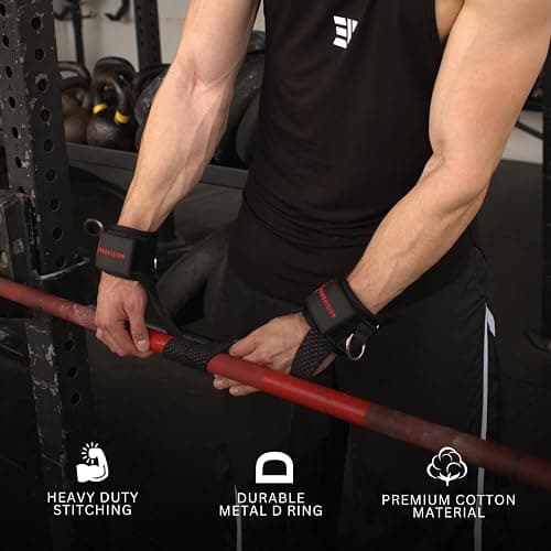 Ekkovision Weight Lifting Straps With Cuffed D Ring, Secure Fit, Enhanced Grip, Black Nylon, Gym Training thumbnail 5