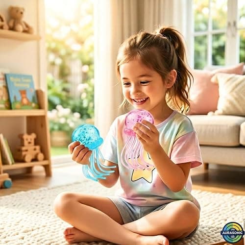 Glitter Jellyfish Squishy - Pink & Blue Squishies 2026 Upgraded Sugar Jellyfishes Dumplings Cubes for Adults Teens Squeeze Stocking Stuff 2 PCS thumbnail 2