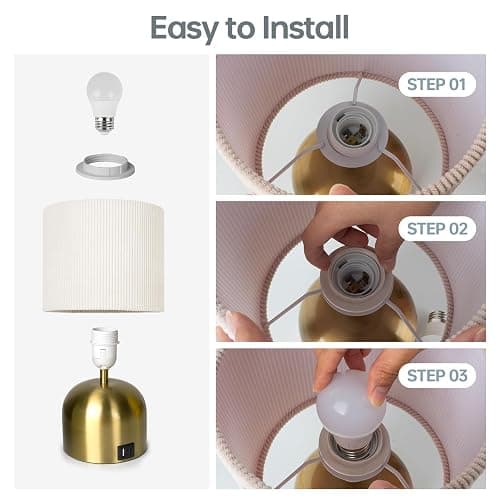 EOEYYOYB Table Lamp for Bedroom, Bedside Lamps for Nightstand, Minimalist Night Stand Light Lamp with Type-C and USB Ports, Modern Desk Table Lamp for Bedroom, Living Room, Dining Room, Office (Gold) thumbnail 6