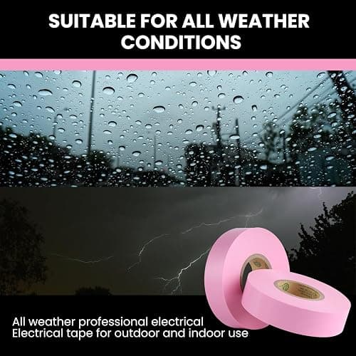 Lichamp 10-Pack Pink Electrical Tape Waterproof, 3/4 in x 66ft, Industrial Grade UL/CSA Listed High Temp Electrical Tape Pink Electric Super Vinyl thumbnail 6