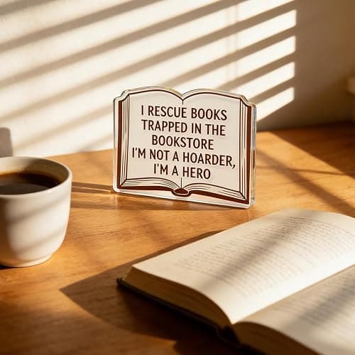 Book Counter Sign Book Lover Gifts for Women Men Acrylic Decorations Plaque | Bookish Gifts Decor for Home Bedroom Study Room Bookshelf Library Books Themed Gift Birthday Christmas Decoration for Friends thumbnail 2
