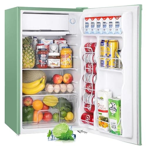 Upstreman 3.2 Cu.Ft Mini Fridge with Freezer, Single Door Mini Fridge, Dorm Fridge, Adjustable Thermostat, Mini Refrigerator for Bedroom, Office, Dorm, Green-BR321 - Image 1