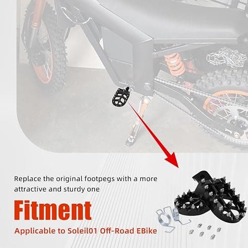 BAOUFF Dirt Bike Foot Pegs for Tutti Soleil01,CNC 7075 Aluminum FootPegs Rest Pedal for Tuttio Soleil 01 Off-Road EBike-Black thumbnail 2