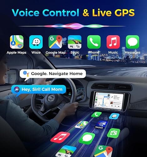 PLZ 7" Wireless Double Din Car Stereo Apple Carplay Radio QLED Screen for Car, Android Auto, Bluetooth 5.3, Fast Charger, 1080P Backup Camera, 4.2 Channel Outputs 240W, 2 Subwoofer thumbnail 4