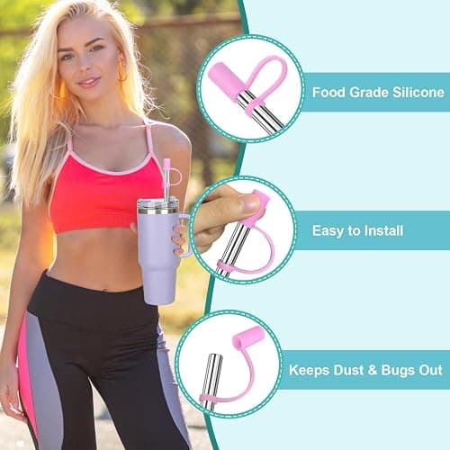 Reusable Stainless Steel Straws Set 6 PCS with 6 Silicone Tips, 2 Straw Brush, 1 Storage Case, Different Sizes of Metal Straws Reusable, Suitable for 14, 20, 30 oz Cups Tumbler, for Hot/Cold Drinks thumbnail 7