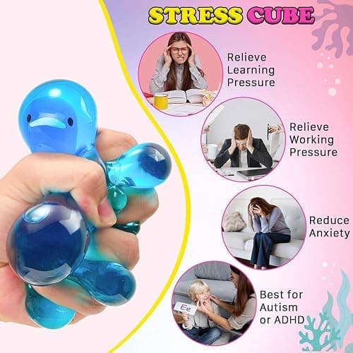 Squishy Fidget Toys Stress Cube - Squeeze Toys Stress Balls for Adults Slow Rising Squishies Glow in The Dark Sugar Sensory Toys for Kids with Autism Stress Relief Fidgets for Classroom Prize Toys thumbnail 4