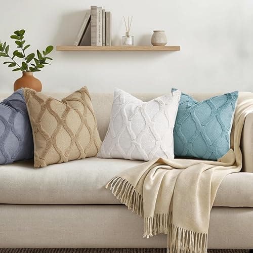 decorUhome Christmas Throw Pillow Covers 18x18 Inch Set of 2, Soft Plush Faux Fur Wool Cream White Couch Pillow Covers, Decorative Neutral Pillow Cases for Bed Sofa Living Room Home Decor thumbnail 4