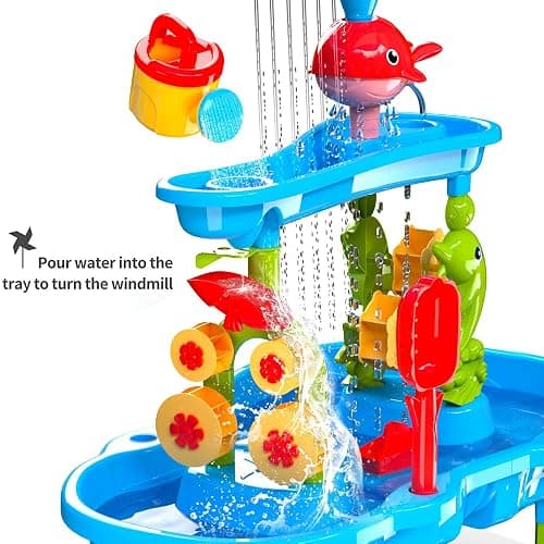 VATOS 3 Tier Sand Water Table, Kids Splash Sand Table Water Toys for Aged 3 4 5 6 7 8 9, Activity Sensory Table Summer Beach Outside Toys for Toddlers Kids thumbnail 5
