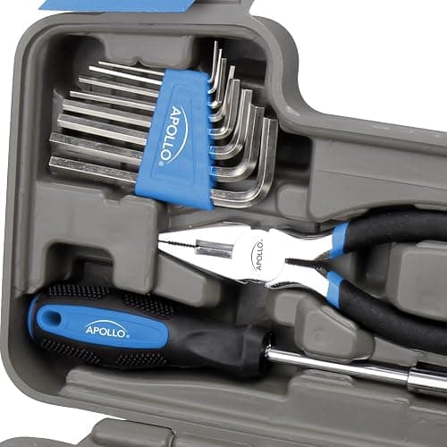 Apollo Tools 39 Piece General Household Tool Set, Blue DT9706 BL | Toolbox Storage Case with Essential Hand Tools for Everyday Home Repairs, DIY and Crafts thumbnail 3