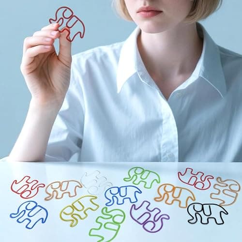Haowuliao 50 Elephant Paper Clips Bookmarks, Elephant Decor Gifts for Women thumbnail 6