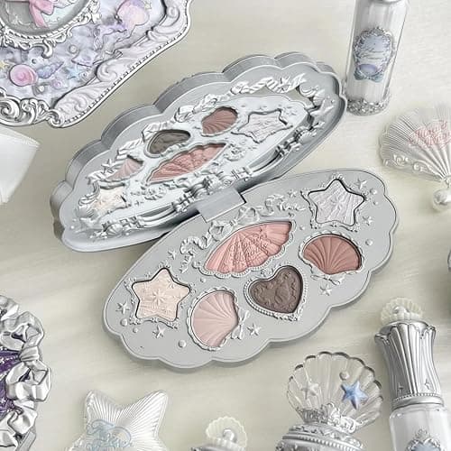 Flower Knows Shell's Jewel 6-Color Makeup Palette,Nude Pink Eyeshadow with 4 Matte + 2 Shimmer Shades,Blendable Smooth Cute Make Up,0.23 Oz(01 Moonlight Pearl) thumbnail 6