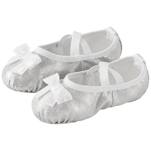 TRIPLE DEER Ballet Shoes for Girls, Satin Dance Practice Slippers Split Soft Leather Flat Sole Yoga Gymnastics Shoes (Toddler/Little/Big Kid) thumbnail 5