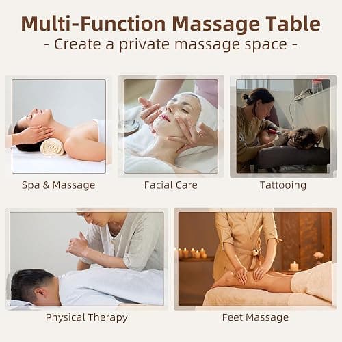 ABET Massage Table, 3 Fold Portable Professional Lash Tattoo Spa Bed, Height Adjustable 23.5" Wide Compact Facial Table with Detachable Oil Pocket Towel Rod Face Cradle Armrest, Aluminum Feet & Black thumbnail 9