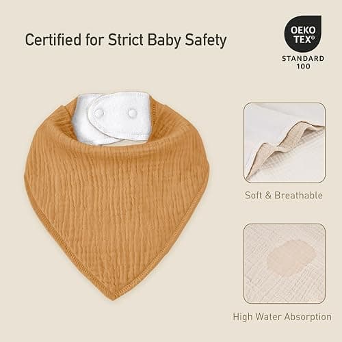 CIVARUA KIDS Muslin Baby Bibs 8 Pack, Baby Bandana Drool Bib for Drooling and Teething, Cotton Soft Absorbent for Girls Boys thumbnail 6