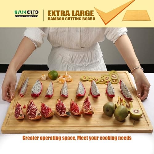  30x21 Inch Extra Large Bamboo Cutting Board, Stovetop Cover, Sink Cover, Noodle Board, with Detachable Legs, Juice Groove, Front Baffle, Ideal for Kitchen Countertop, Expanding Workspace - 30"L x 21"W thumbnail 7