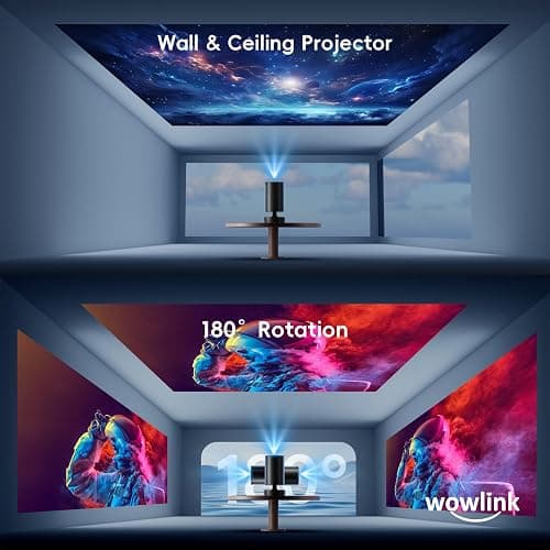 [Built-in App & 2026 Upgraded] Mini Projector with WiFi 6 and Bluetooth 5.4 | Support 4K 1080P Auto Keystone 180° Rotatable Projector Portable Compatibile with HDMI/TV Stick/Memory Stick/Laptop, Black thumbnail 5