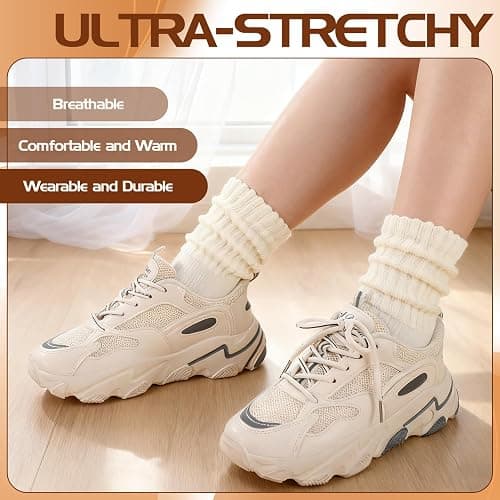 Jspupifip Slouch Socks for Woman | Scrunch Socks Knit Mid Calf Rib Tube Scrunchy Slouchy Retro Trendy Crew Socks, 4/6/8Pairs thumbnail 3