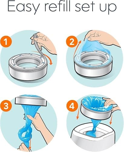 Diaper Genie Round Refill 3-Pack, Unscented Diaper Pail Refills, 270 Count | Unscented diaper pail refill bags with Max Odour Lock Technology help lock in odours and last up to 810 newborn diapers. thumbnail 7