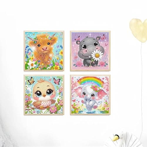 6 Pack Small Diamond Painting Kits for Kids Beginners, 5D Gem Art by Number for Children Ages 6-8-12,Cute Animal Elephant Fun DIY Dot Painting Set,Home Wall Decor 6x6 Inch thumbnail 4