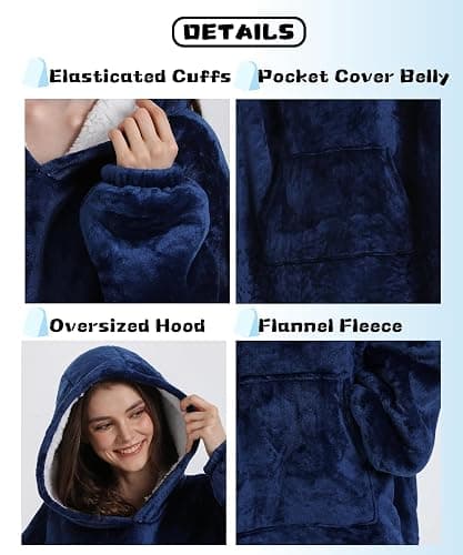 Solvienne Wearable Blanket Hoodie, Men Women Soft Flannel with oversized Pocket Christmas Halloween Cozy Lounge Wear thumbnail 5