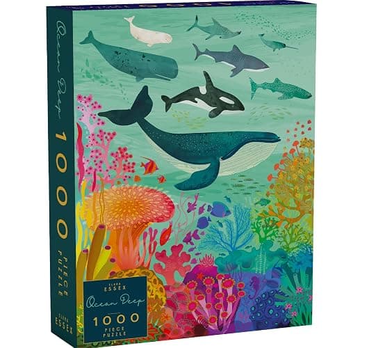 Elena Essex Puzzles for Adults 1000 Pieces - Ocean Deep | Jigsaw Puzzles 1000 Pieces for Adults | Colorful Cool Whale Shark Coral Reef Puzzle | jigsaws Size 20 x 28 inches - Image 1