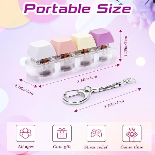 HOMQYTE Keyboard Fidget Toys Adults Fidget Keyboard Clicker with LED Light Keychain Sensory Toys for Anxiety Stress Relief (Macaron1, 4 in 1) thumbnail 2