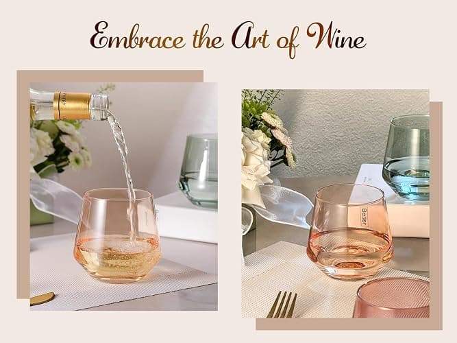 Colorsavant Stemless Wine Glasses Set 6【Colored Wine Glasses Stemless】 Multi Color Short Tumbler【14oz】 Colored Glassware for Wine or Soft Drinks,Unique Wine Gifts for Women Birthday Wedding - Colored thumbnail 5