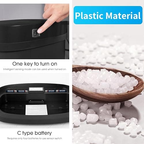 BestOffice | 13 Gallon Trash Can with Lid | Automatic Touchless Garbage Can | Odor Control | Modern Oval Design | Easy to Clean | Plastic | Black | Fits Any Kitchen, Bathroom, Office or Home thumbnail 4