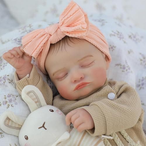 Lifelike Reborn Baby Dolls-20 inch Sleeping Realistic Newborn Baby Dolls, Soft Cloth Body with Feeding Toy for Kids Age 3 + thumbnail 7