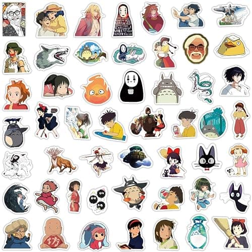 100PCS Cartoon Anime Miyazaki Hayao Stickers for Laptop,Studio Ghibli Anime Vinyl Movie Stickers for Water Bottle, Phone，Hard Hat，Skateboard，Scrapbooking，Gifts for Kids/Adults thumbnail 5
