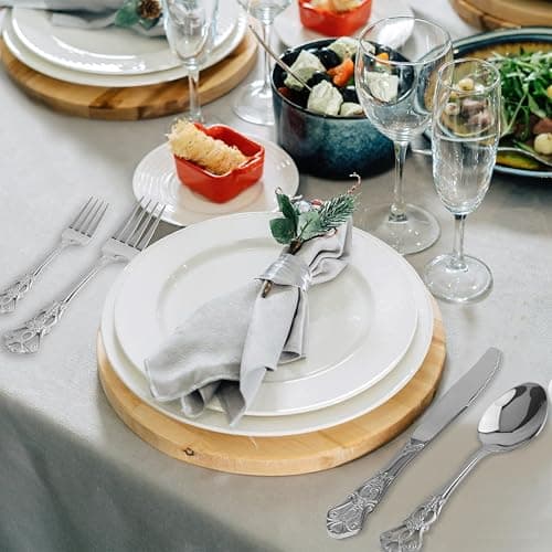 Retro Royal Silverware Set With Gift Box, 60-Pieces Cutlery Set Utensils Stainless Steel Flatware For 12 MIKIWAY Kitchen Tableware Set For Gifts Festive, Dishwasher Safe, Mirror Polishing thumbnail 6