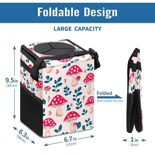 GVGHIDZ Car Trash Can – Multi-Purpose, Lightweight and Portable with Durable Water-Resistant Coating, No Installation Required, Practical and Ample Capacity, Variety of Colors.Mushroom thumbnail 3