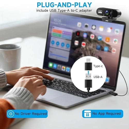 AOC 4k Webcam for PC with Microphone, Computer Camera with Noise Cancellation, Privacy Cover, 99° FOV, Plug & Play USB Webcam for Streaming, Conferencing, Zoom, Skype, Facetime, Laptop, PC, Skype thumbnail 5