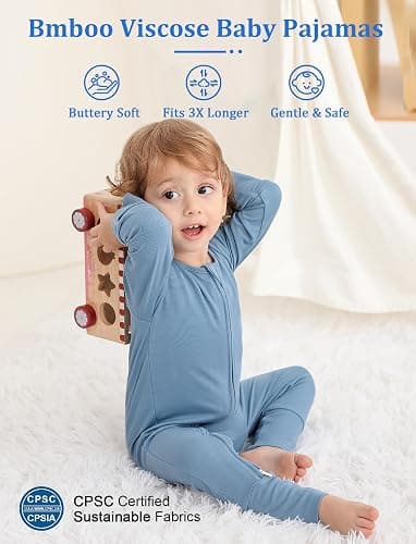 JunNeng Viscose from Bamboo Sleeper with Mittens, 2 Way Zipper Baby Boy Pajamas, Non Slip Sleep'N Play Romper thumbnail 2