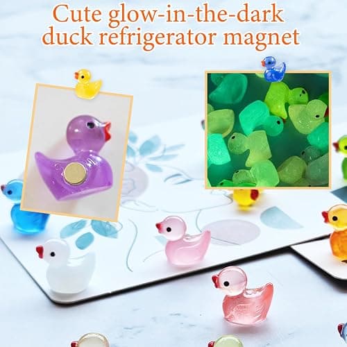 YOJO 16PCS Luminous Mini Resin Duck Fridge Magnets, Strong Colorful Refrigerator Magnets, Decorative Magnets for Fridge Locker Whiteboard Kitchen Office Classroom Decor thumbnail 6